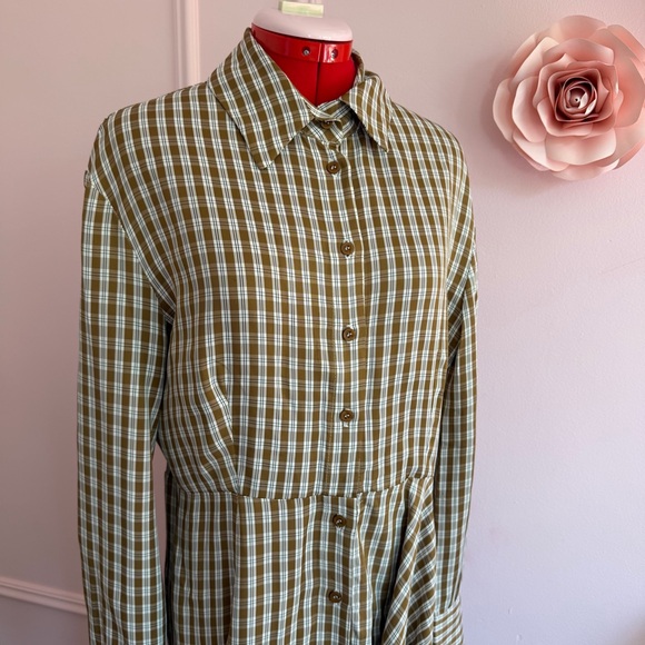 TOPSHOP Asymmetric Midi Dress, Plaid, Button-down, Cuffs, Women’s US 6 - Picture 5 of 15